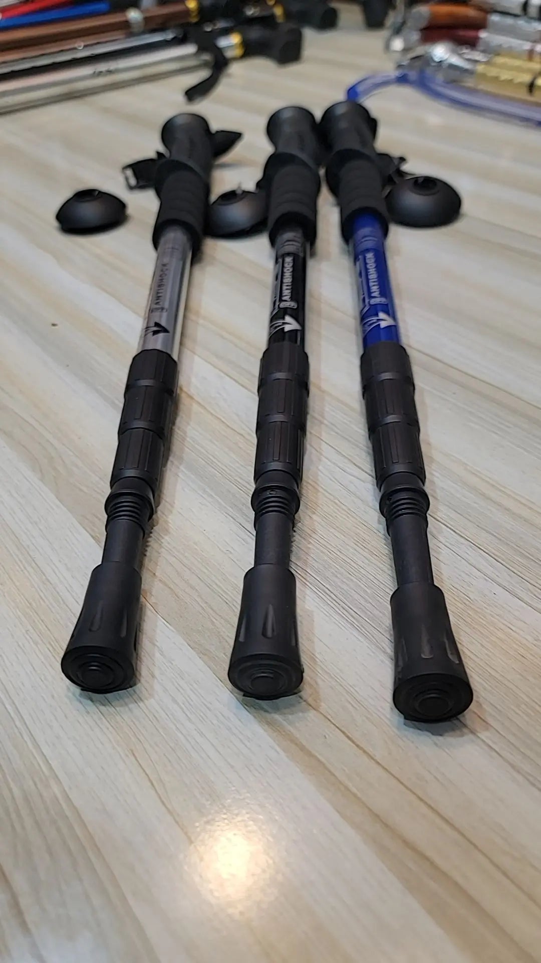 Anti-Shock Walking Stick for Hiking & Elderly Support – Blue, Black, White | Lalaimport.pk