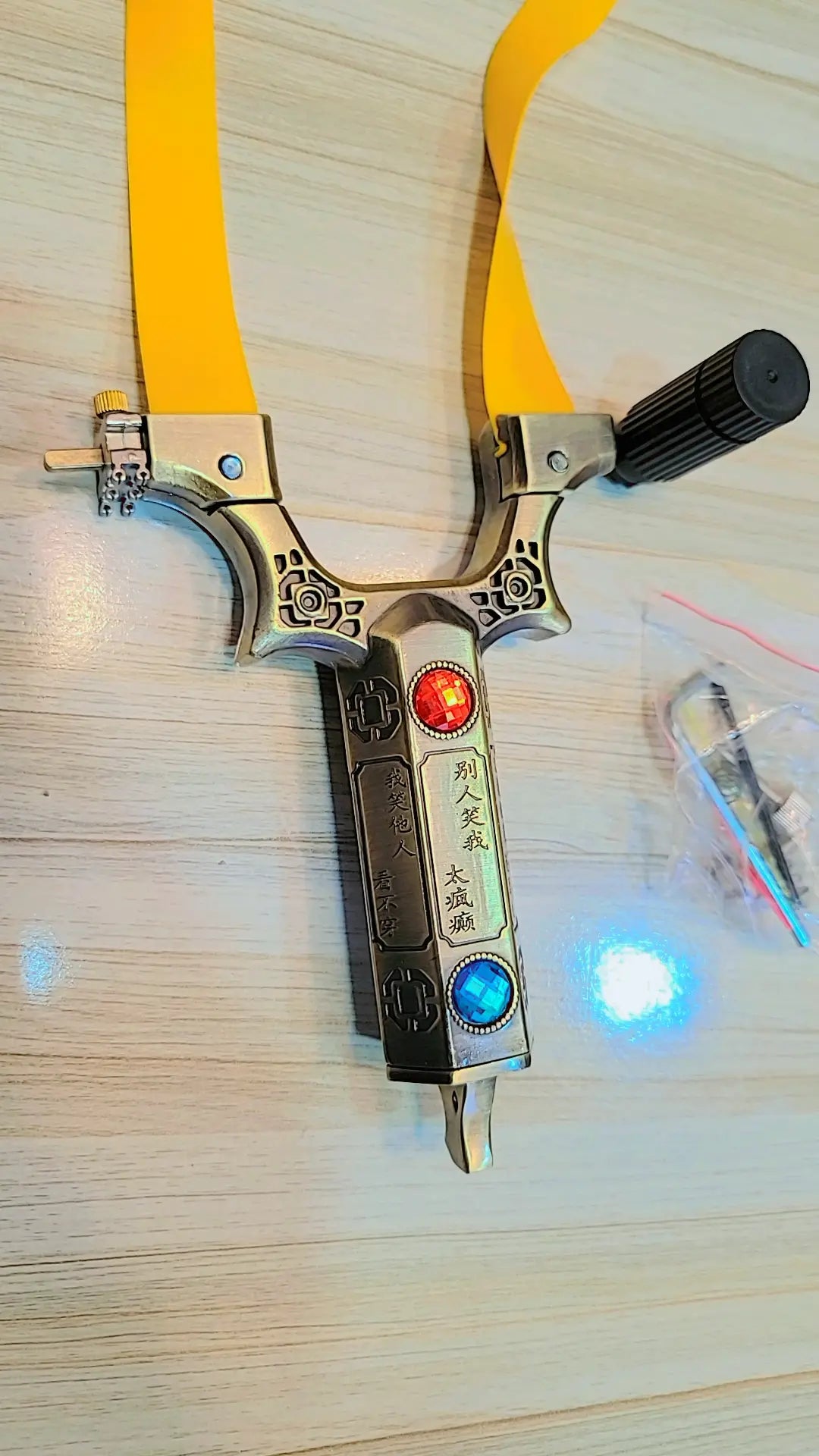 Premium Laser Slingshot with Art Design Handle & Gem Accents | Lalaimport.pk