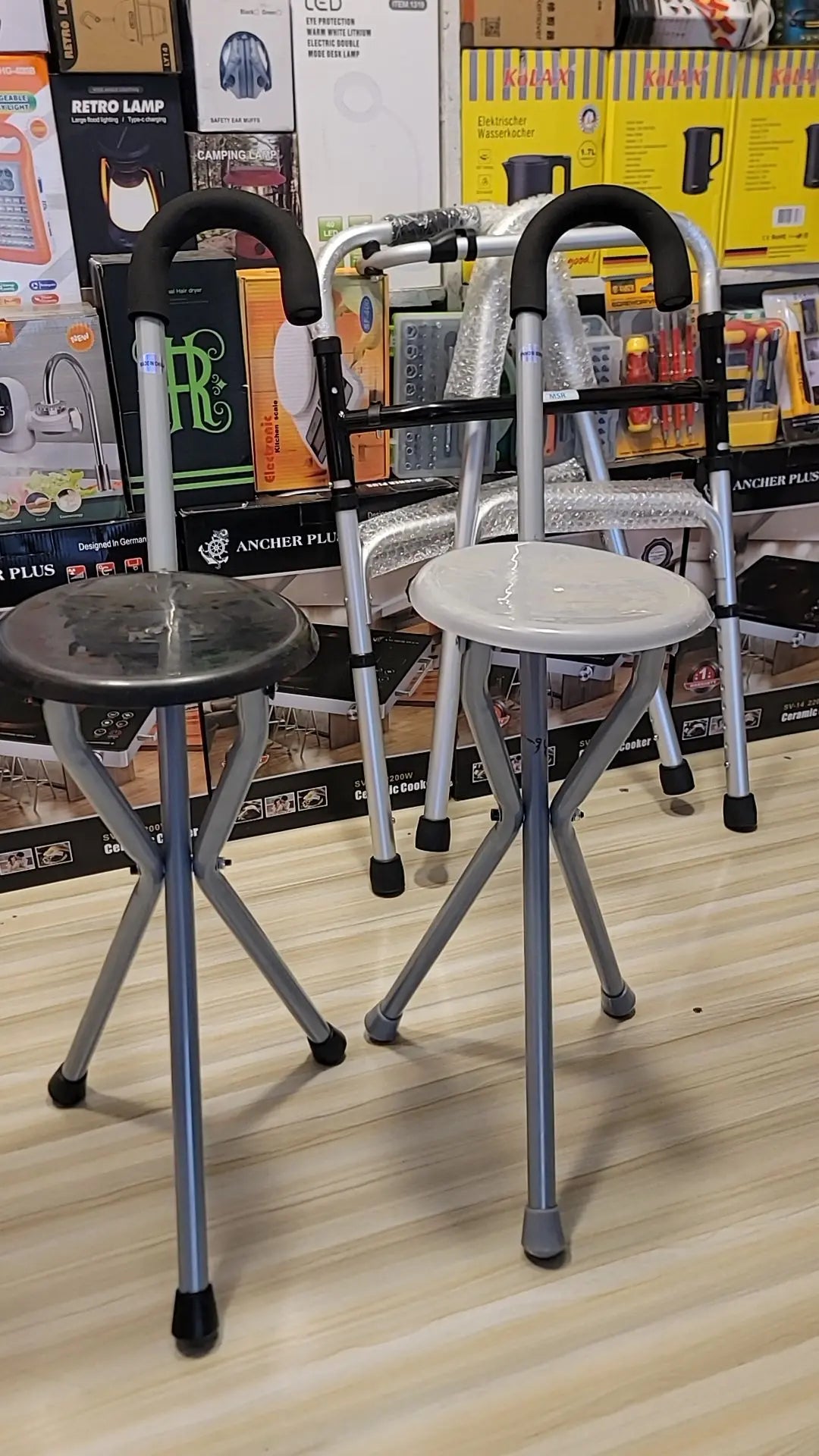 Folding Lightweight Cane Seat| Walking Stick Chair Stool| Travel Stick Chair