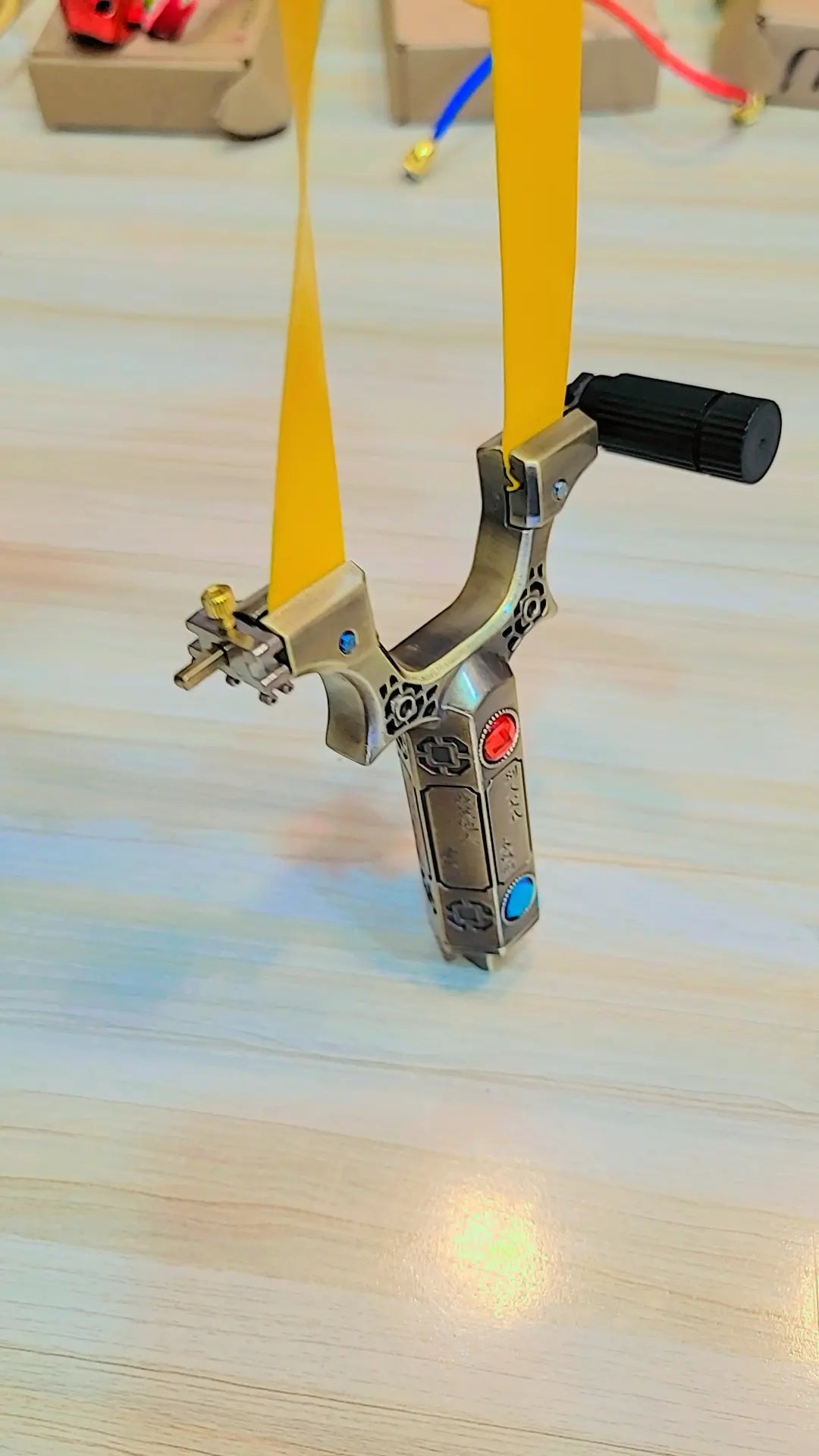 Premium Laser Slingshot with Art Design Handle & Gem Accents | Lalaimport.pk