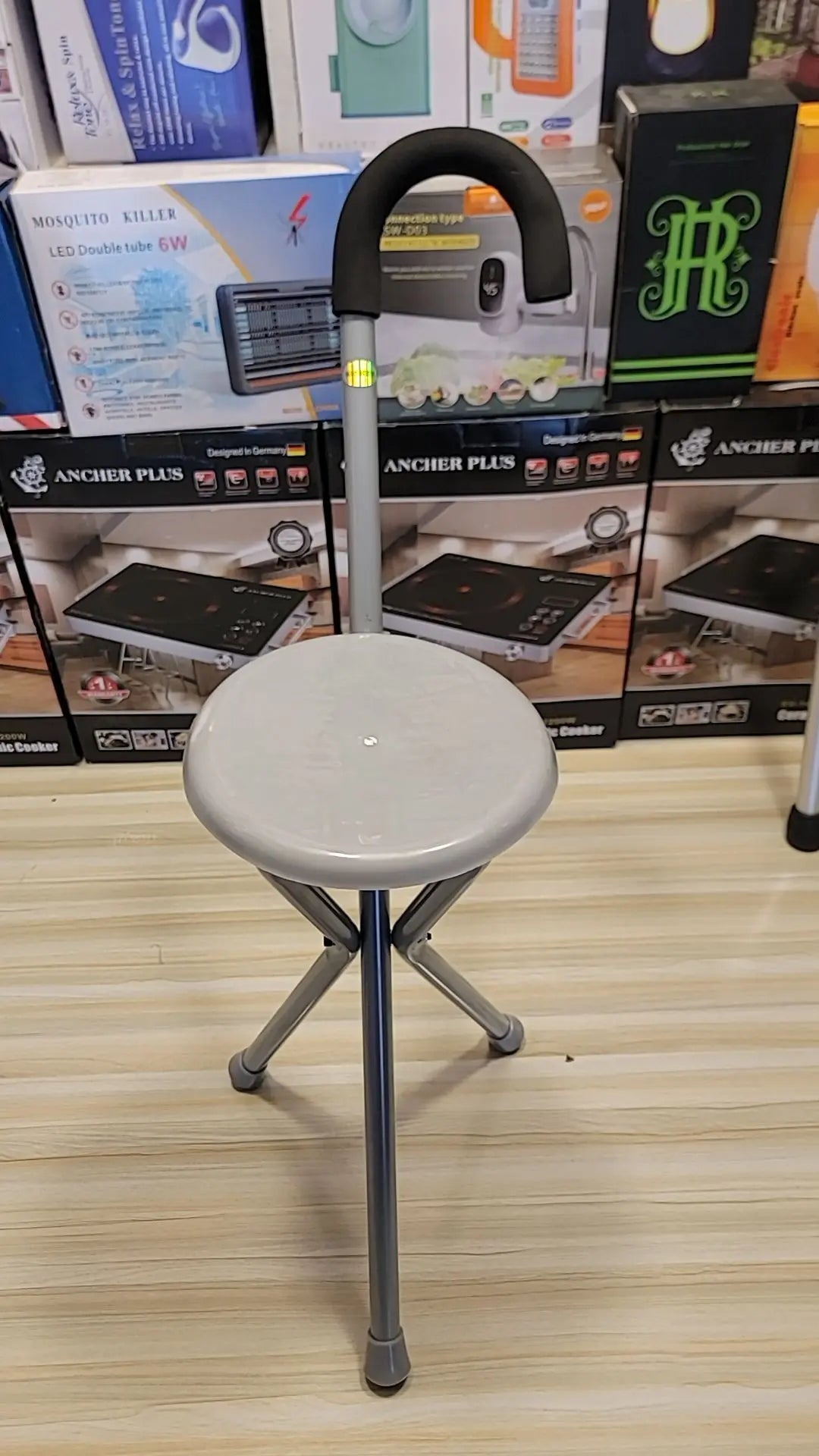 Folding Lightweight Cane Seat| Walking Stick Chair Stool| Travel Stick Chair