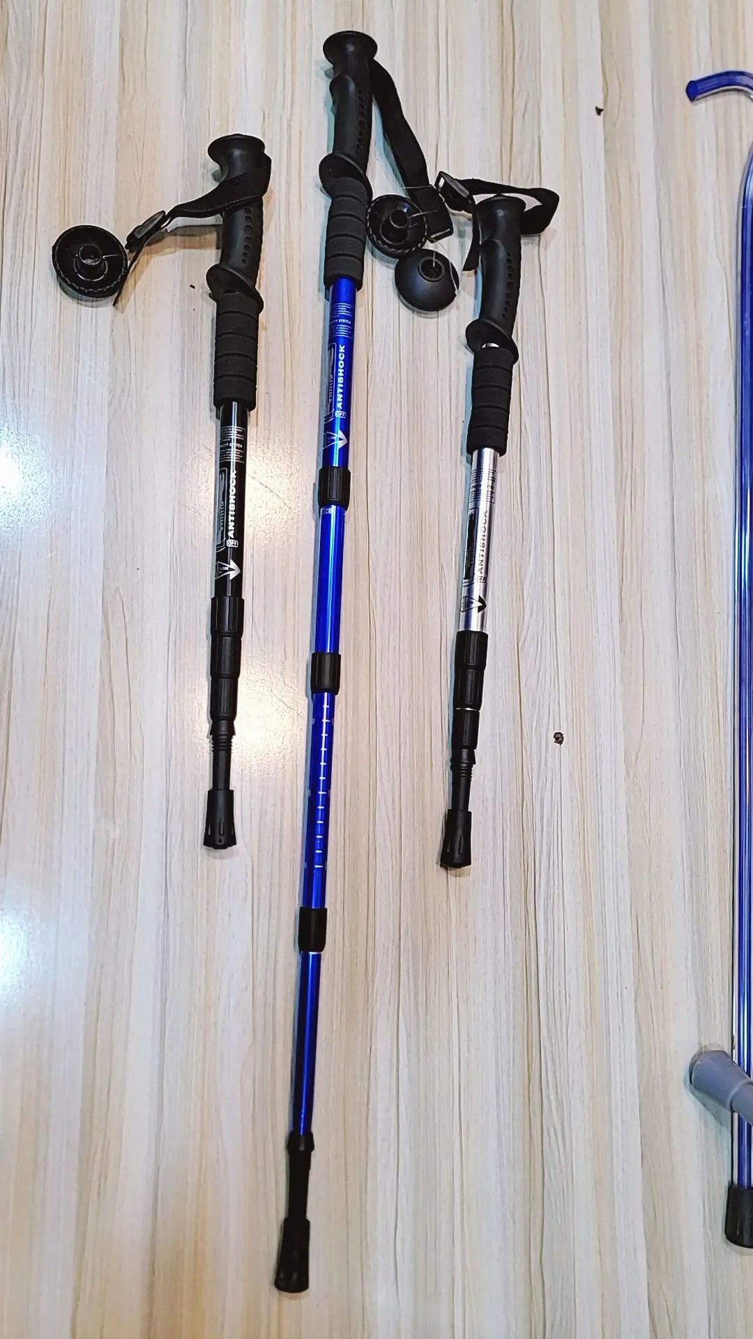 Anti-Shock Walking Stick for Hiking & Elderly Support – Blue, Black, White | Lalaimport.pk