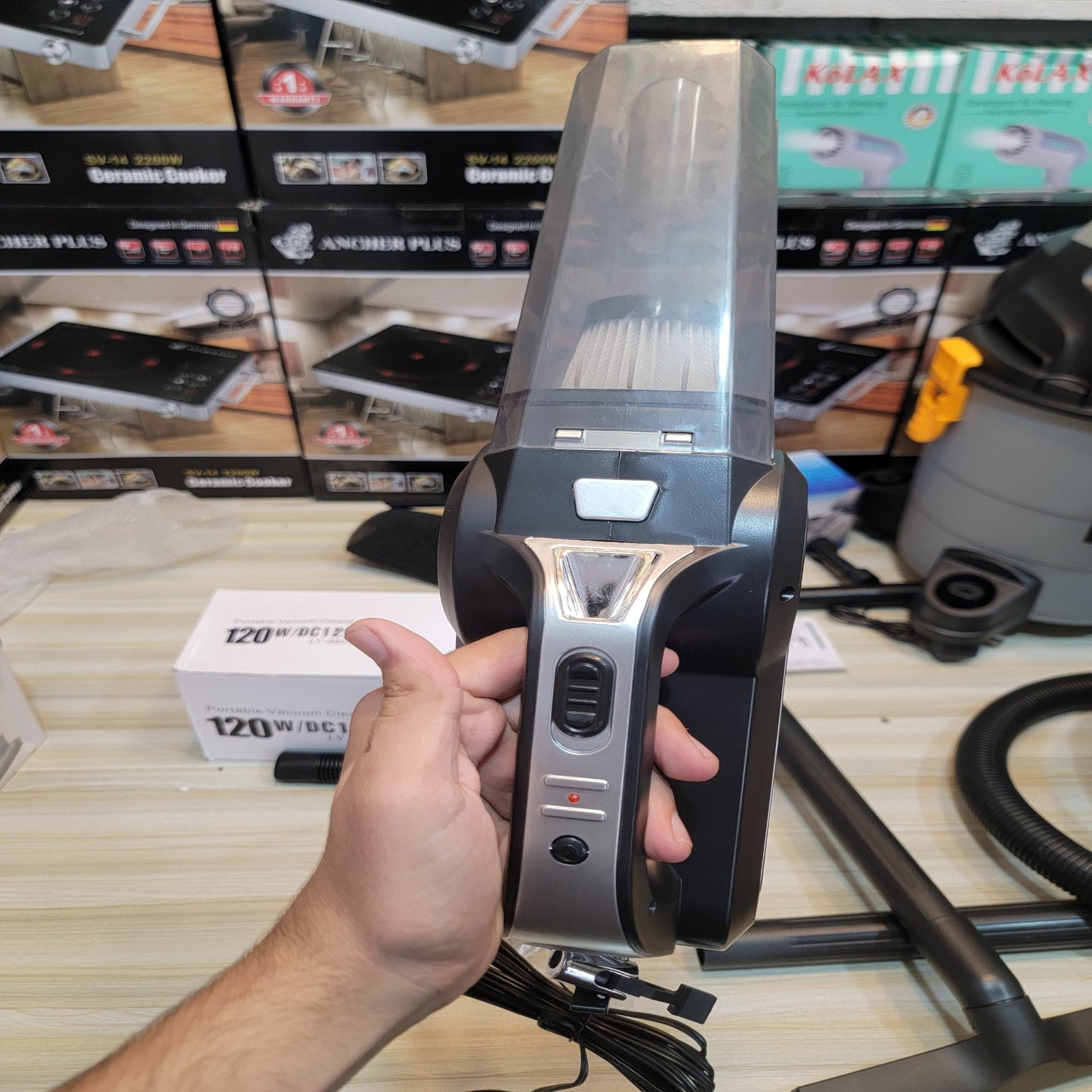 Handheld Car Vacuum Cleaner & Tire Inflator – Compact and Portable Design