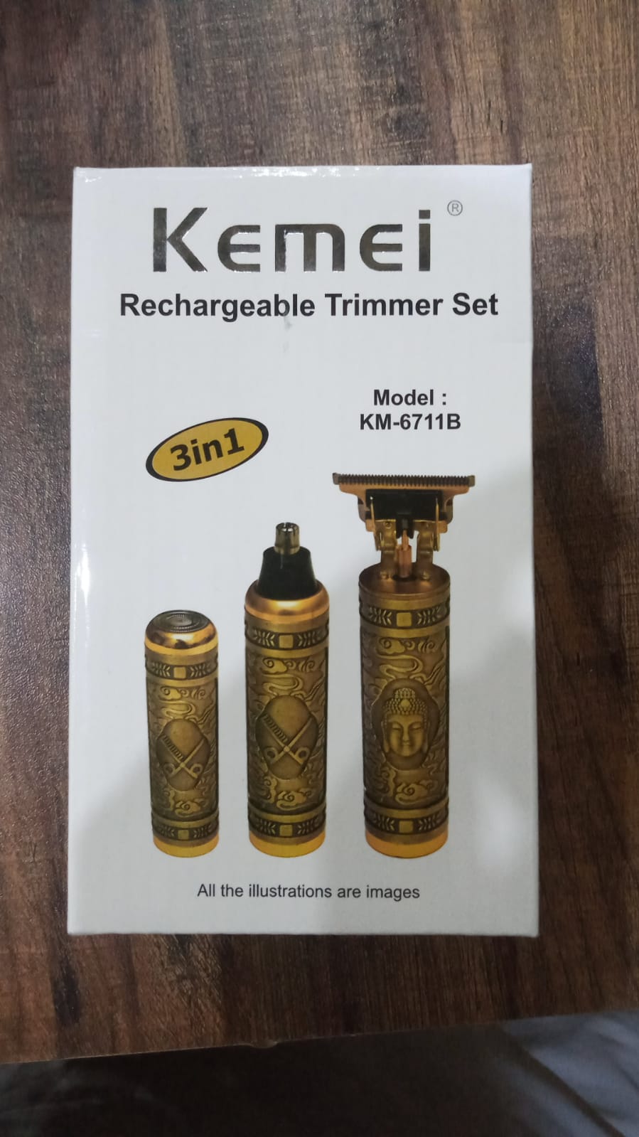Kemei KM-6711B 3-in-1 Rechargeable Trimmer Set – Hair, Beard, Nose & Shaver Grooming Kit