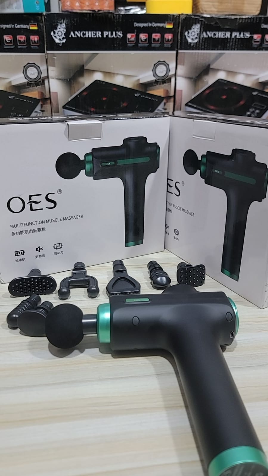 OES Multifunction Rechargeable Massage Gun with 8 Massage Heads