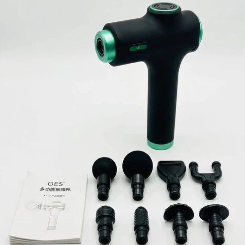 OES Multifunction Rechargeable Massage Gun with 8 Massage Heads