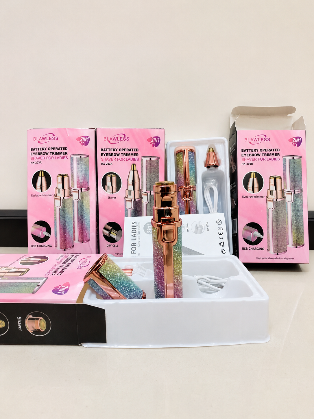 2 in 1 Eyebrow Trimmer & Rechargeable  Facial Hair Remover for Women CF-001B
