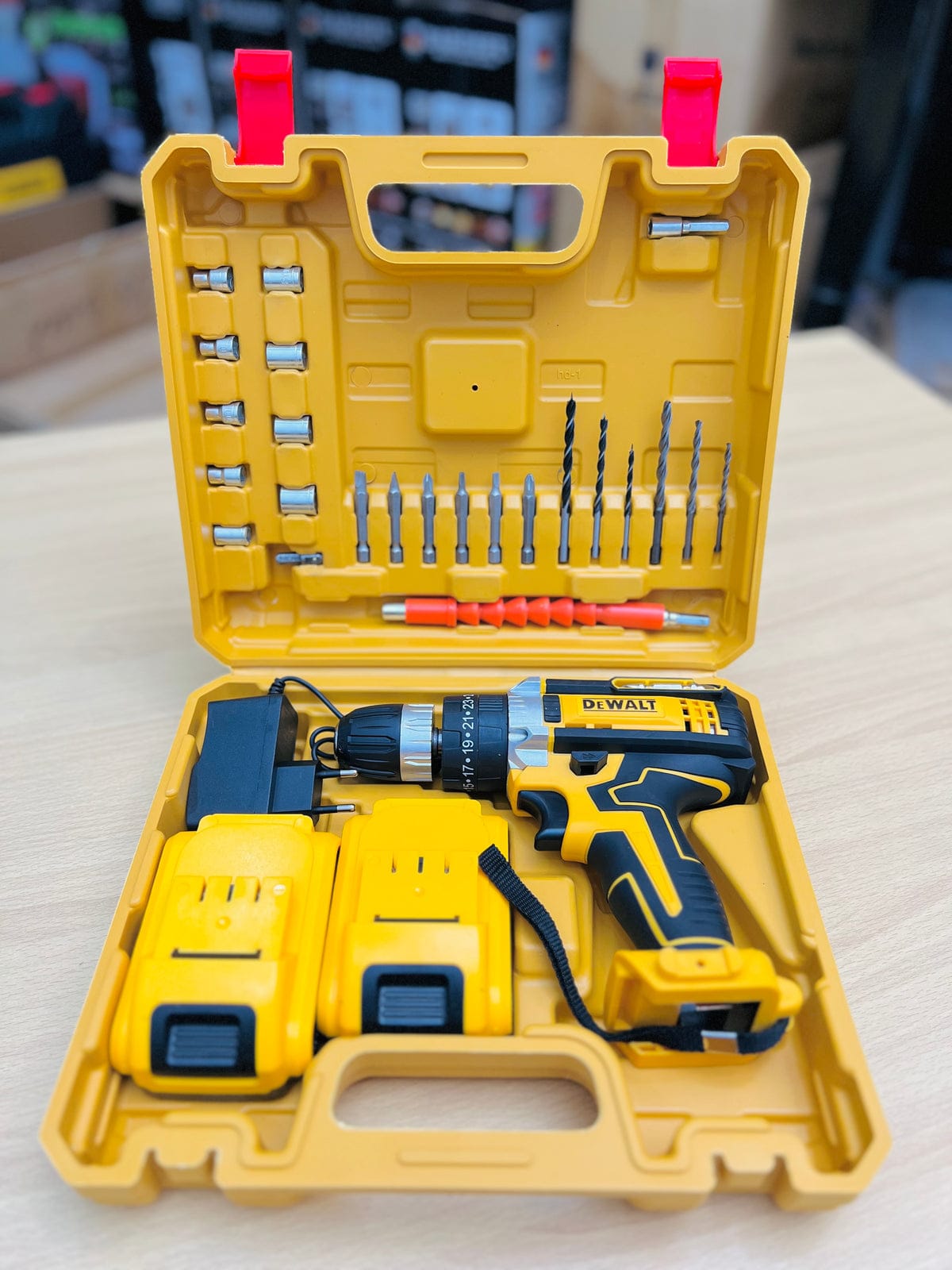 DEWALT 48V Cordless Drill Machine Kit – Dual Batteries, 30-Piece Accessories & Carry Case