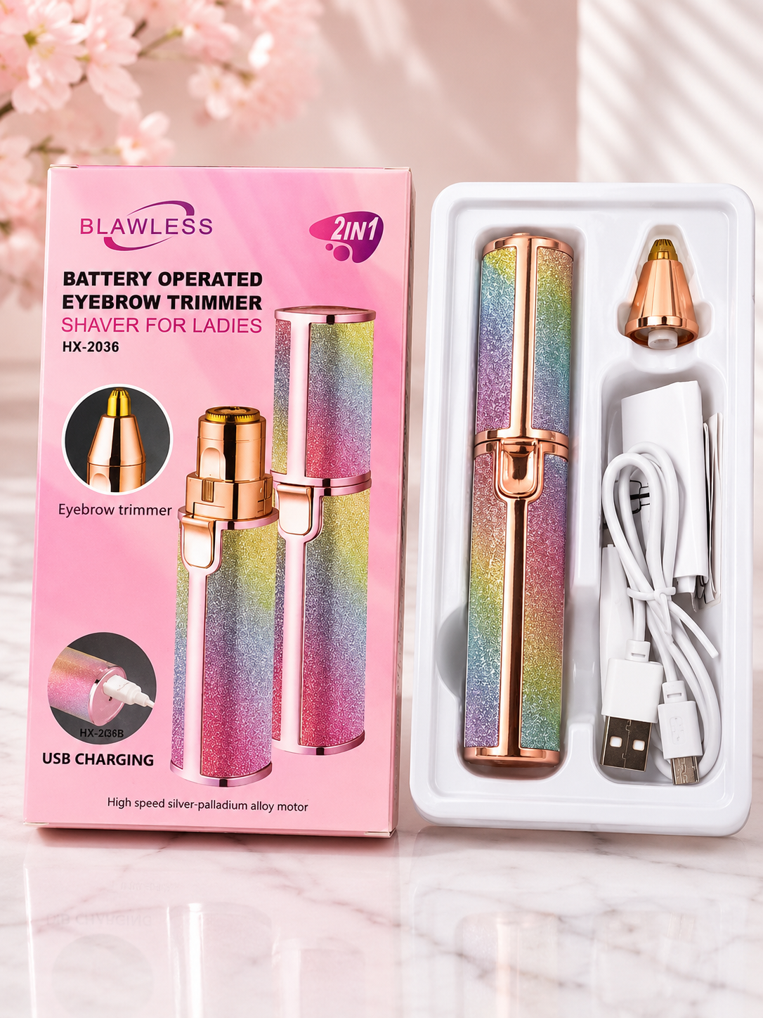 2 in 1 Eyebrow Trimmer & Rechargeable  Facial Hair Remover for Women CF-001B