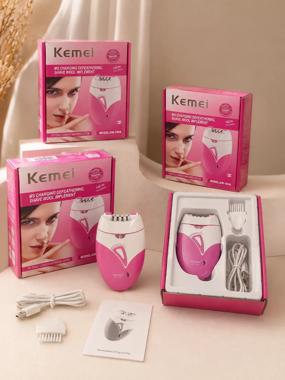 Kemei KM-189A Rechargeable Hair Removal Epilator for Women
