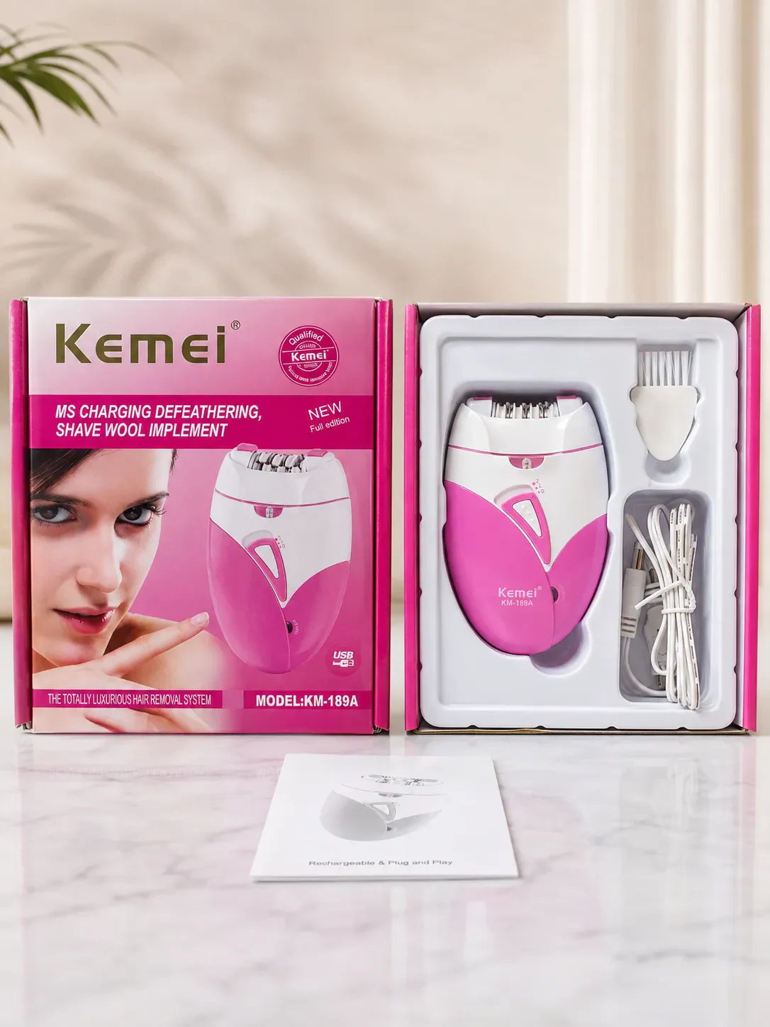 Kemei KM-189A Rechargeable Hair Removal Epilator for Women