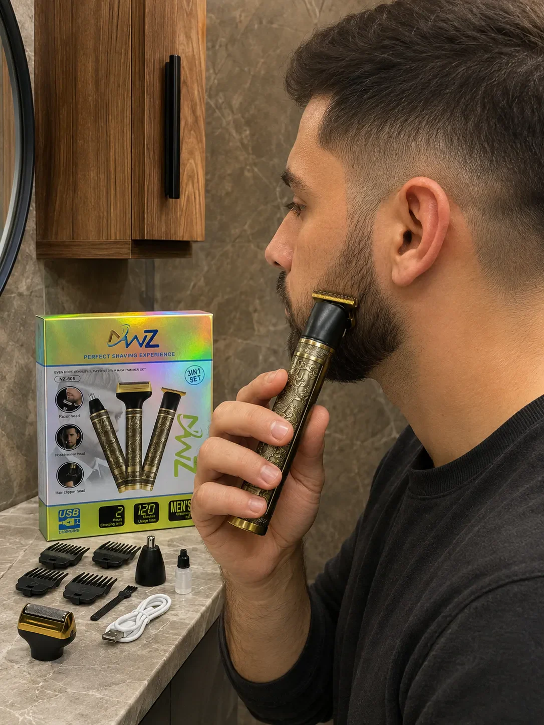 NZ-805 3-in-1 Rechargeable Men's Grooming Kit Product Image