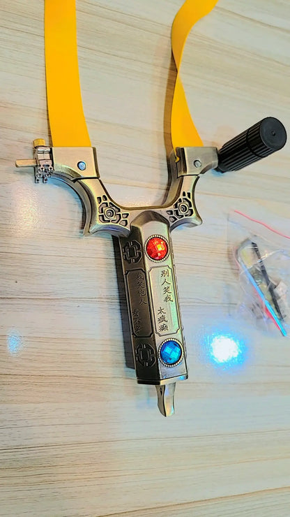 Premium Laser Slingshot with Art Design Handle & Gem Accents | Lalaimport.pk