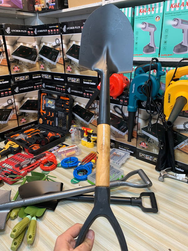 Imported Medium Size Metal Shovel with Wooden Handle