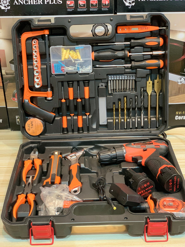 127-Piece Drill Machine & Hardware Tool Box Set