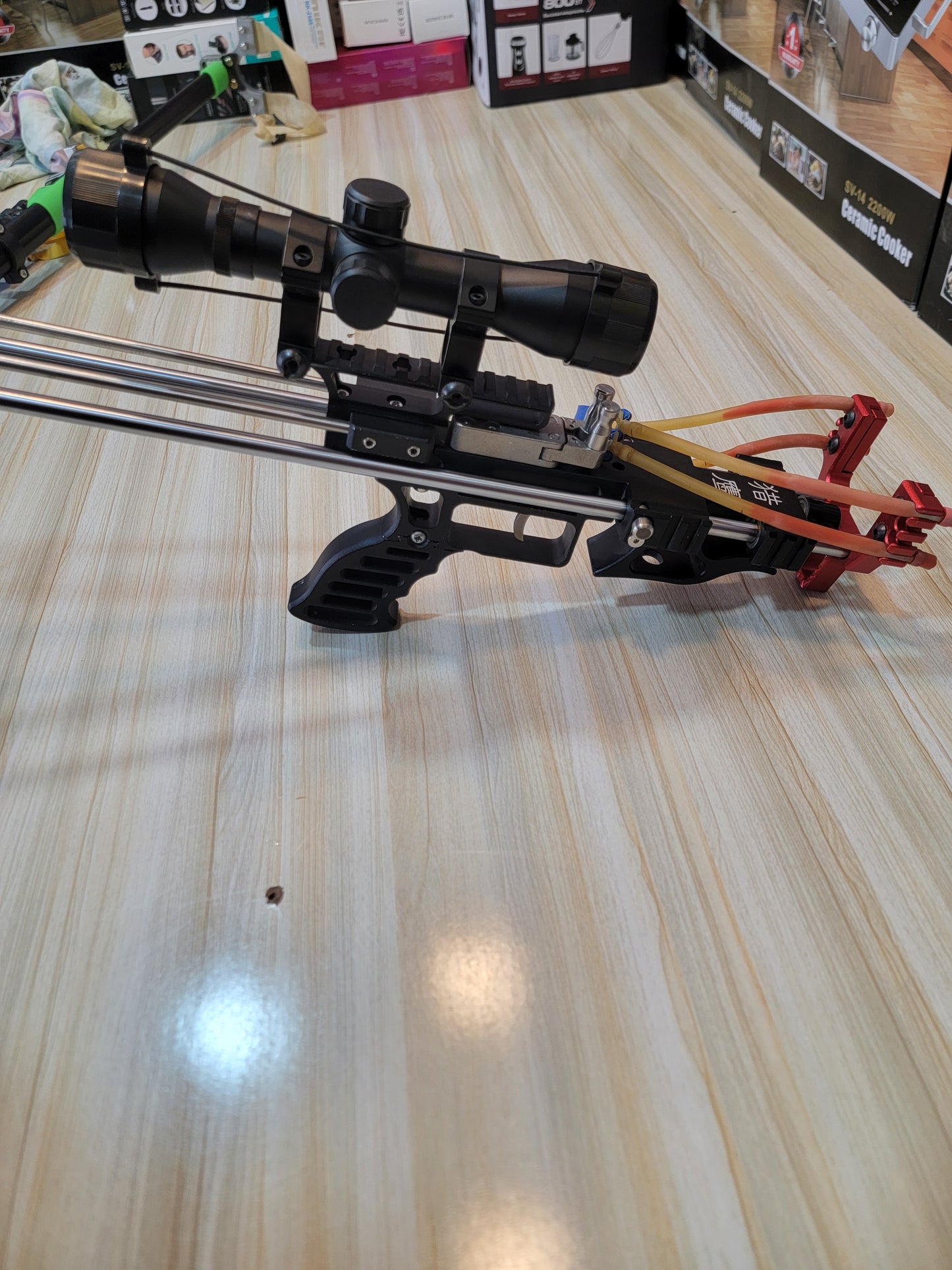 Gun-Type Adjustable Slingshot with Laser & Scope – Perfect Precision for Your Adventures