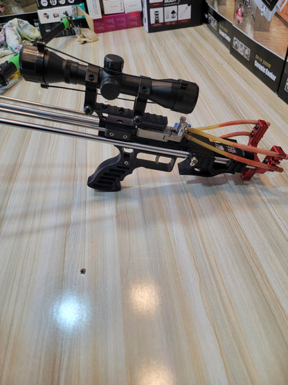 Gun-Type Adjustable Slingshot with Laser & Scope – Perfect Precision for Your Adventures