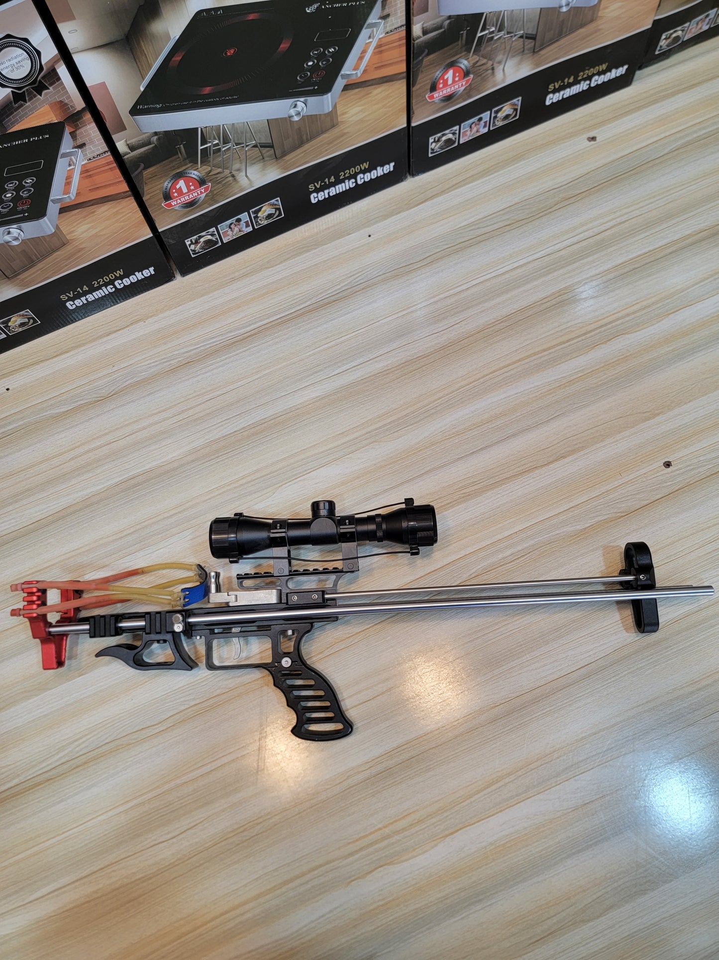 Gun-Type Adjustable Slingshot with Laser & Scope – Perfect Precision for Your Adventures