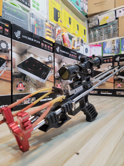 Gun-Type Adjustable Slingshot with Laser & Scope – Perfect Precision for Your Adventures