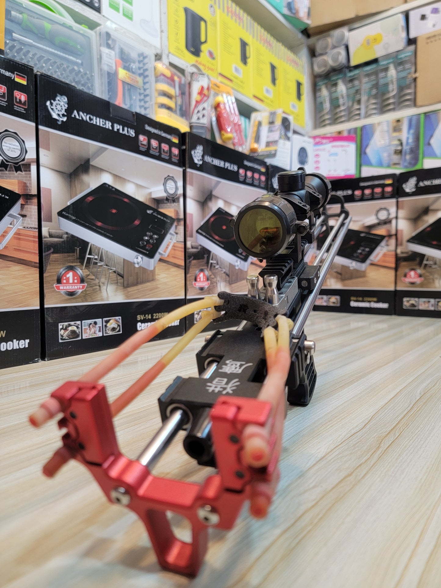 Gun-Type Adjustable Slingshot with Laser & Scope – Perfect Precision for Your Adventures
