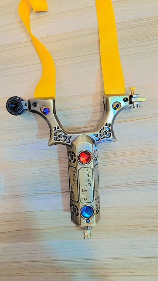 Premium Laser Slingshot with Art Design Handle & Gem Accents | Lalaimport.pk