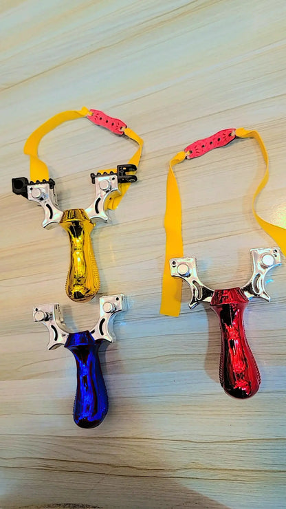 Premium Laser Slingshot with Ergonomic Handle | Red, Blue & Yellow – Lalaimport.pk