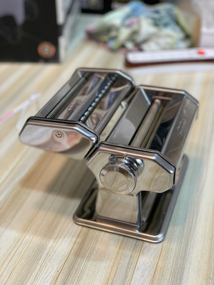 GEFU manual pasta maker machine with stainless steel finish for fresh homemade noodles