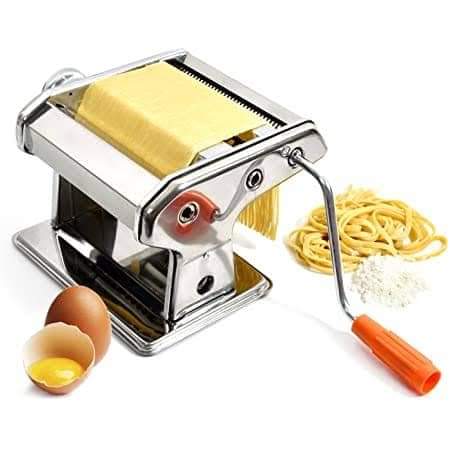 Close-up of GEFU pasta maker creating fettuccine, available at Lalaimport.pk