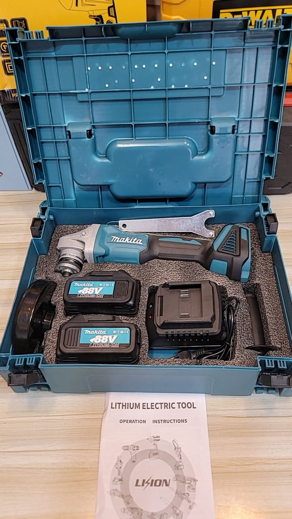 Makita 88V Electric Grinder with 2 Batteries & Fast Charger