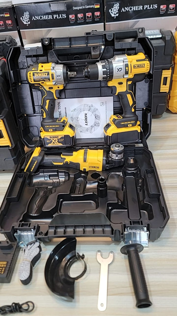 Dewalt 3 Tool Set – Drill, Grinder & Nut Remover (88V, Dual Battery)