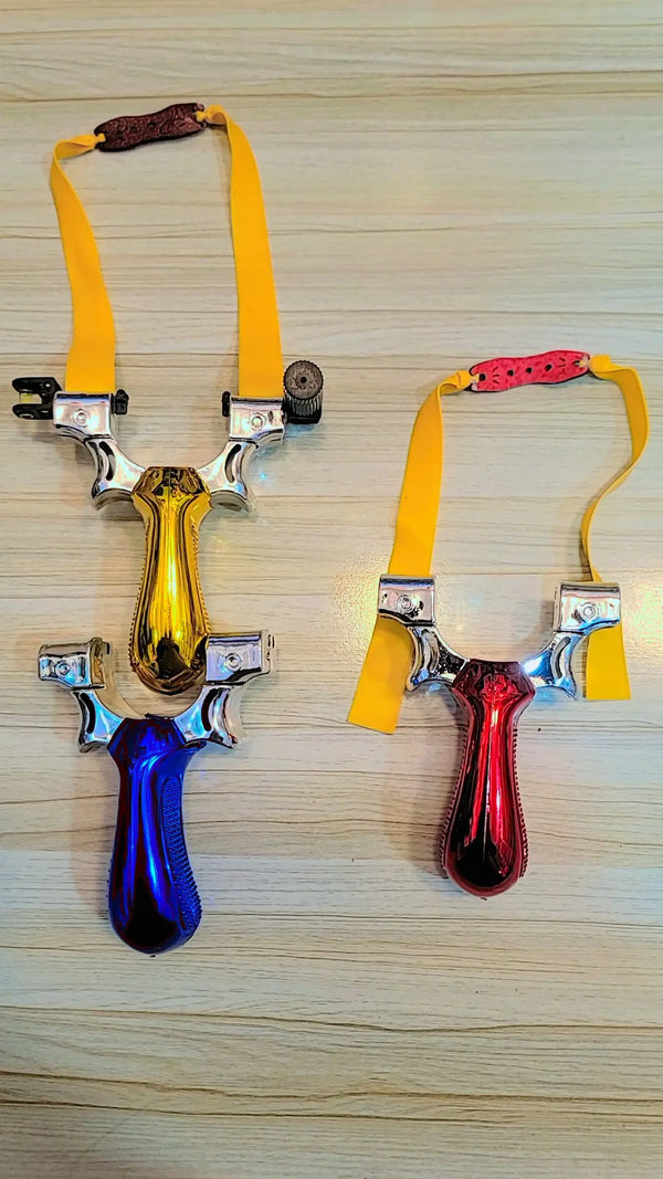 Premium Laser Slingshot with Ergonomic Handle | Red, Blue & Yellow – Lalaimport.pk