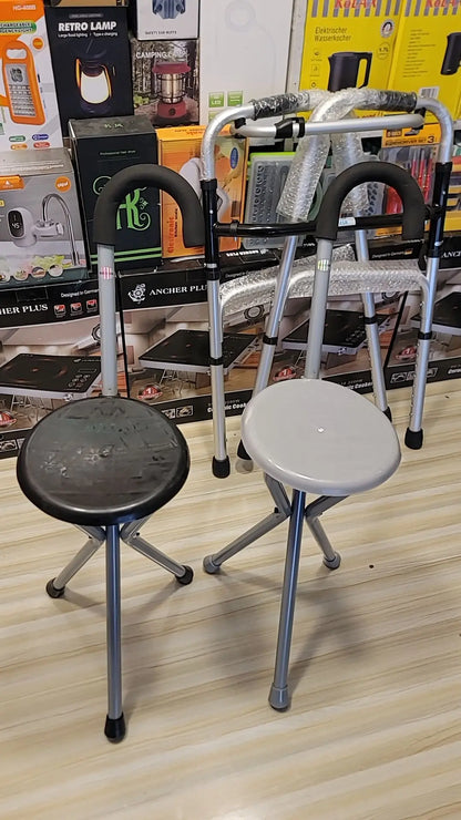 Folding Lightweight Cane Seat| Walking Stick Chair Stool| Travel Stick Chair