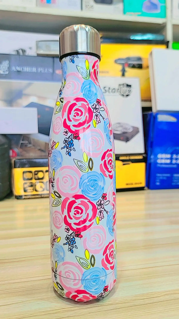 Tropical Floral Print 500ml Stainless Steel Vacuum Insulated Water Bottle