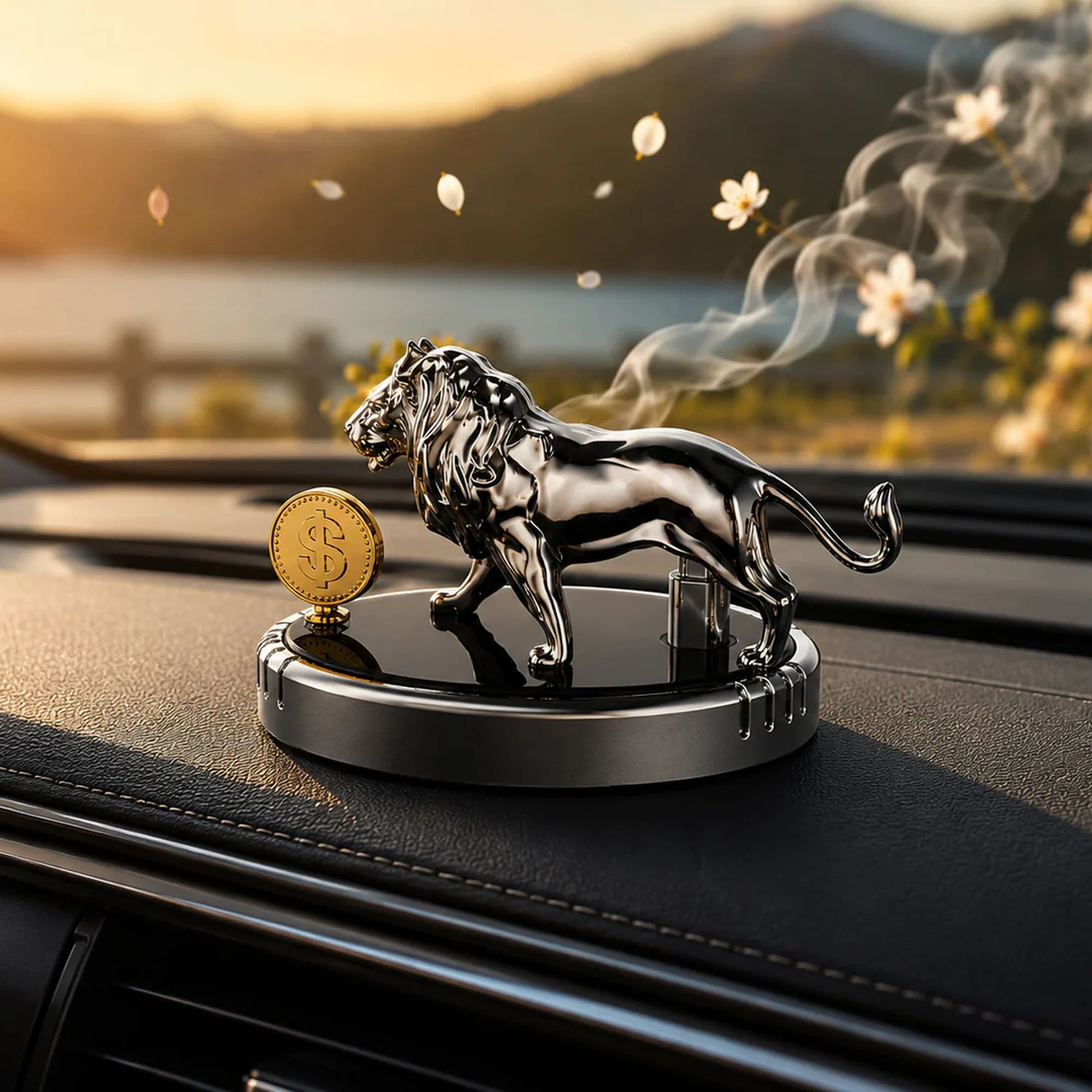CATIANPAI Solar Lion Car Aroma Diffuser
