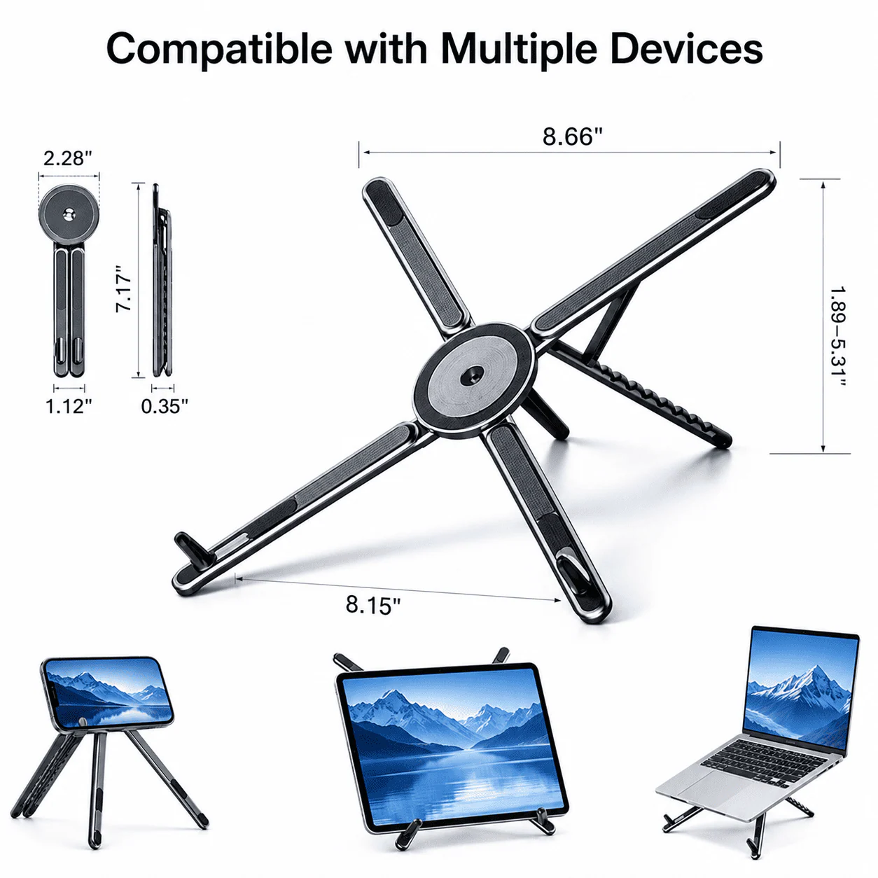3-in-1 Foldable Laptop & Magnetic Mobile Stand