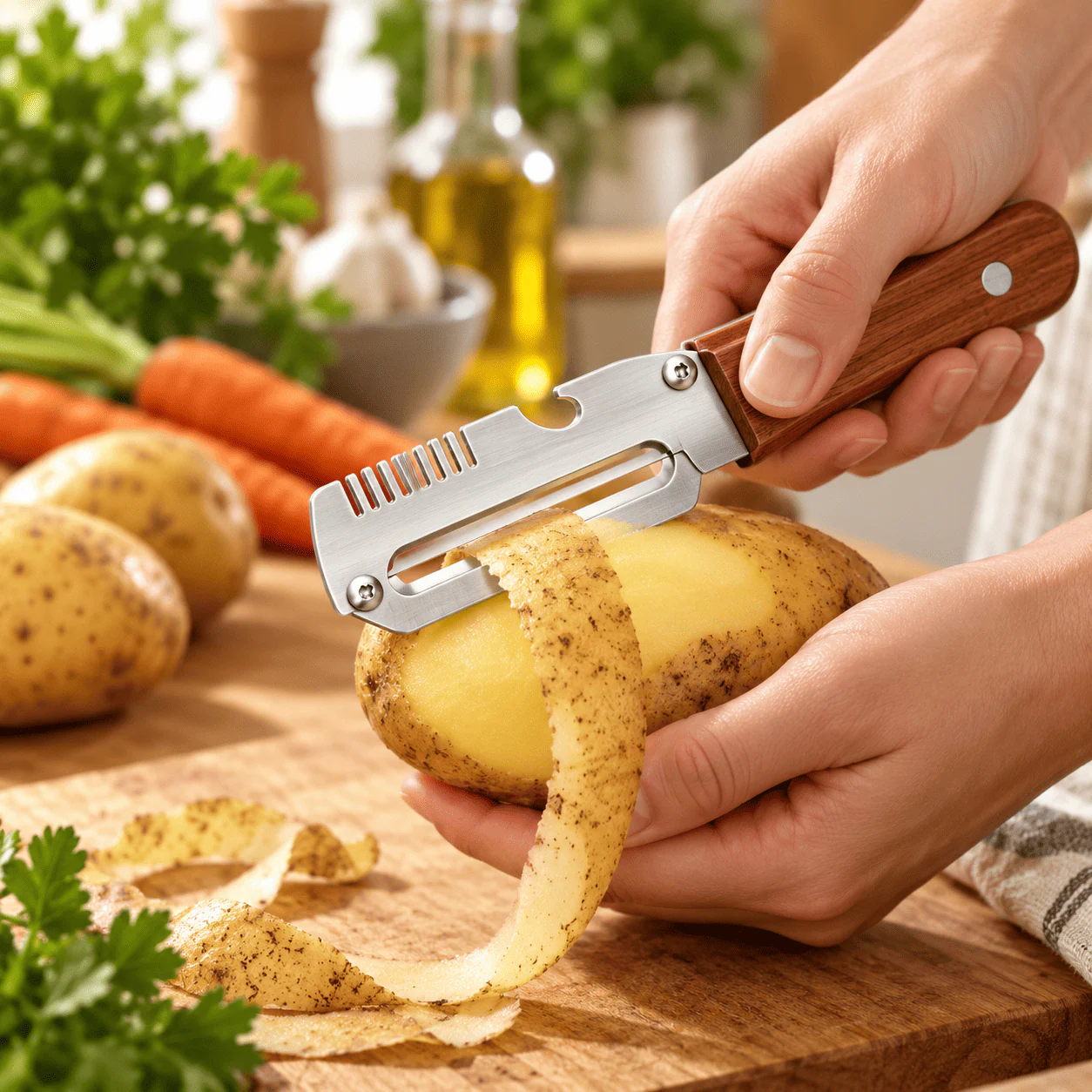 3-in-1 Stainless Steel Vegetable Peeler & Julienne Cutter
