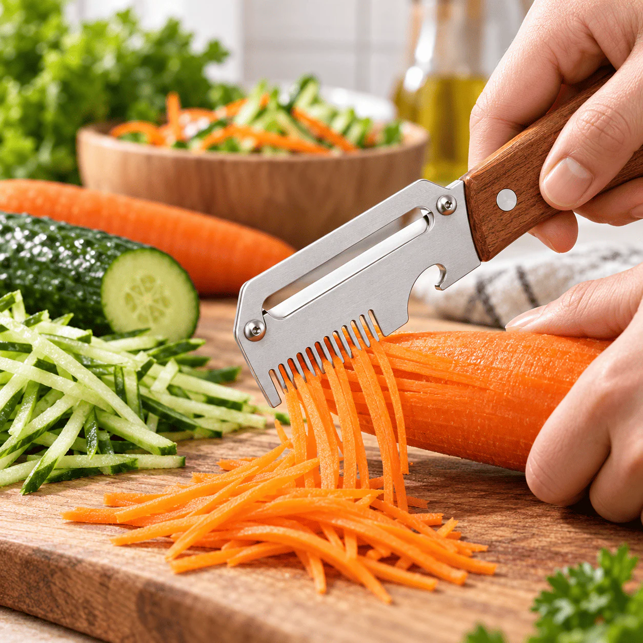 3-in-1 Stainless Steel Vegetable Peeler & Julienne Cutter