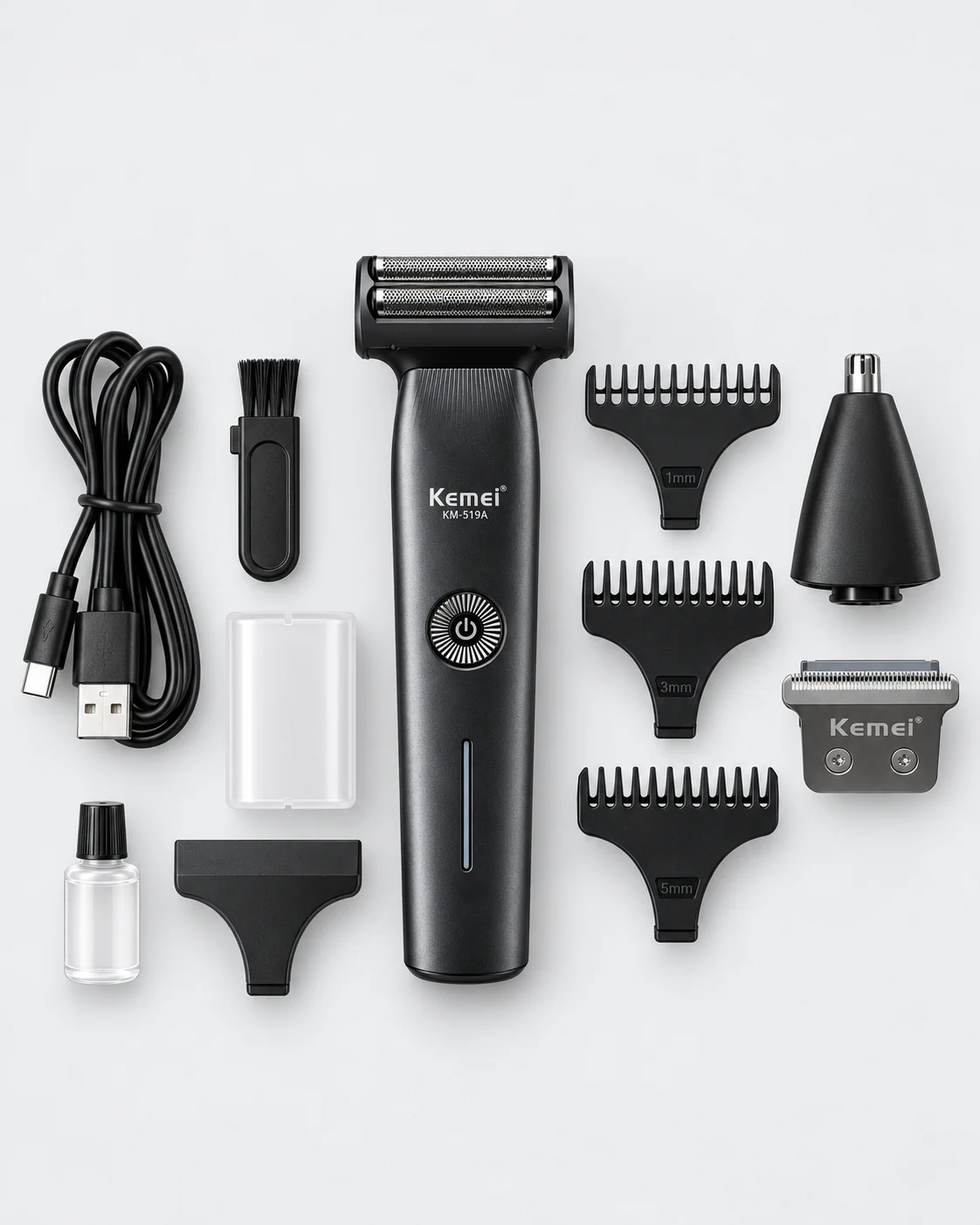 Kemei KM-519A 3-in-1 Rechargeable Men's Grooming Kit Product Image