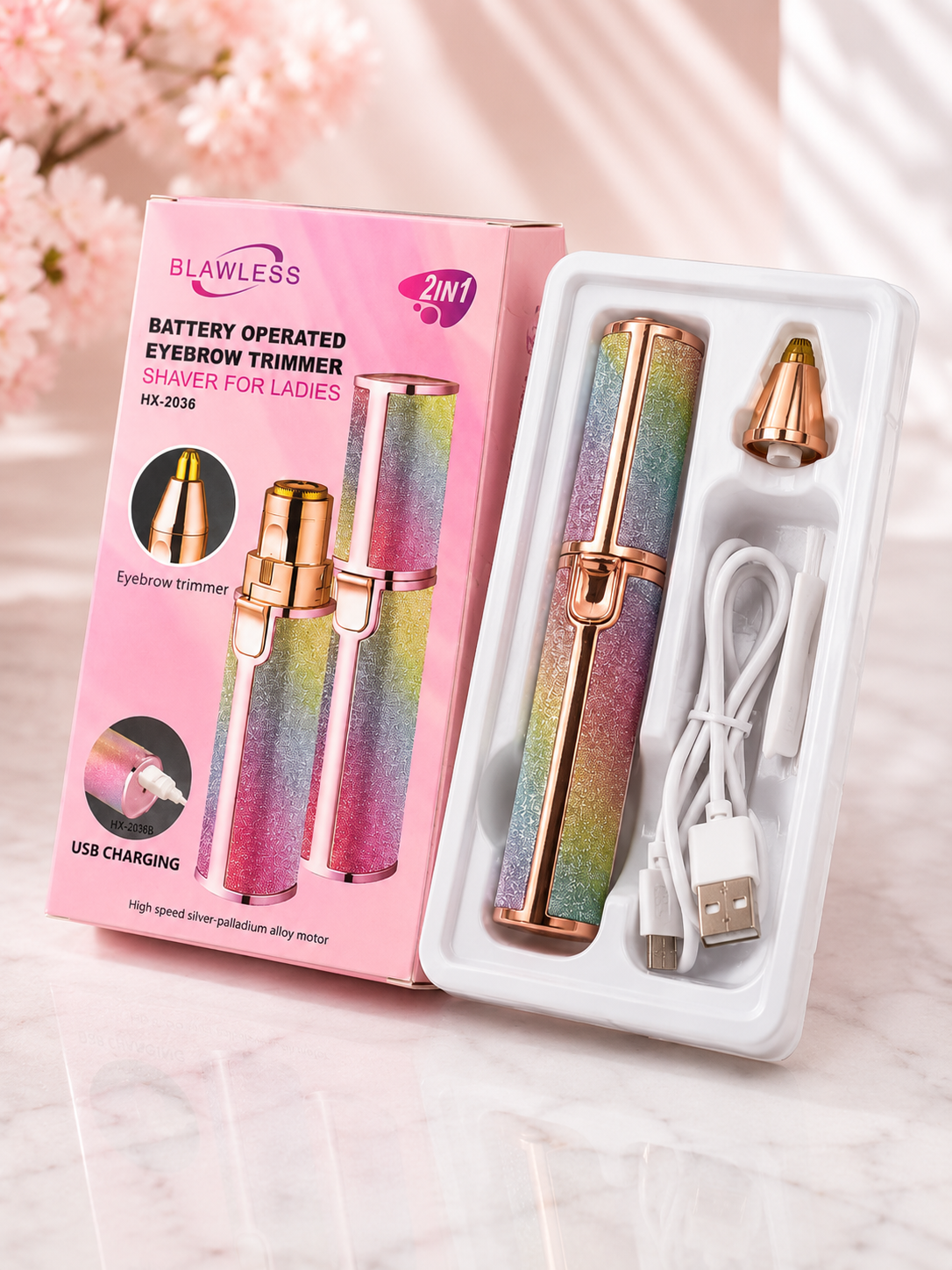 2 in 1 Eyebrow Trimmer & Rechargeable  Facial Hair Remover for Women CF-001B