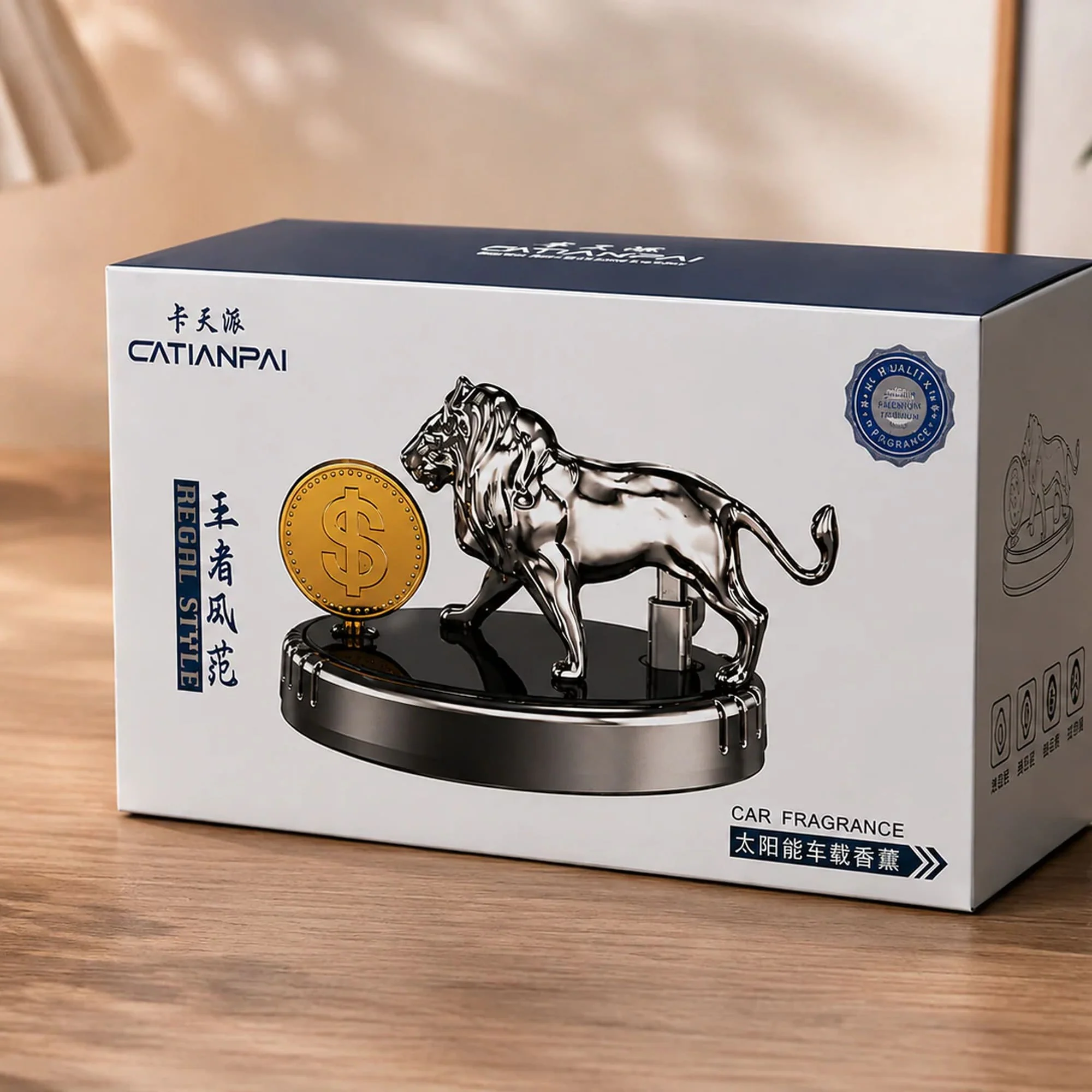 CATIANPAI Solar Lion Car Aroma Diffuser