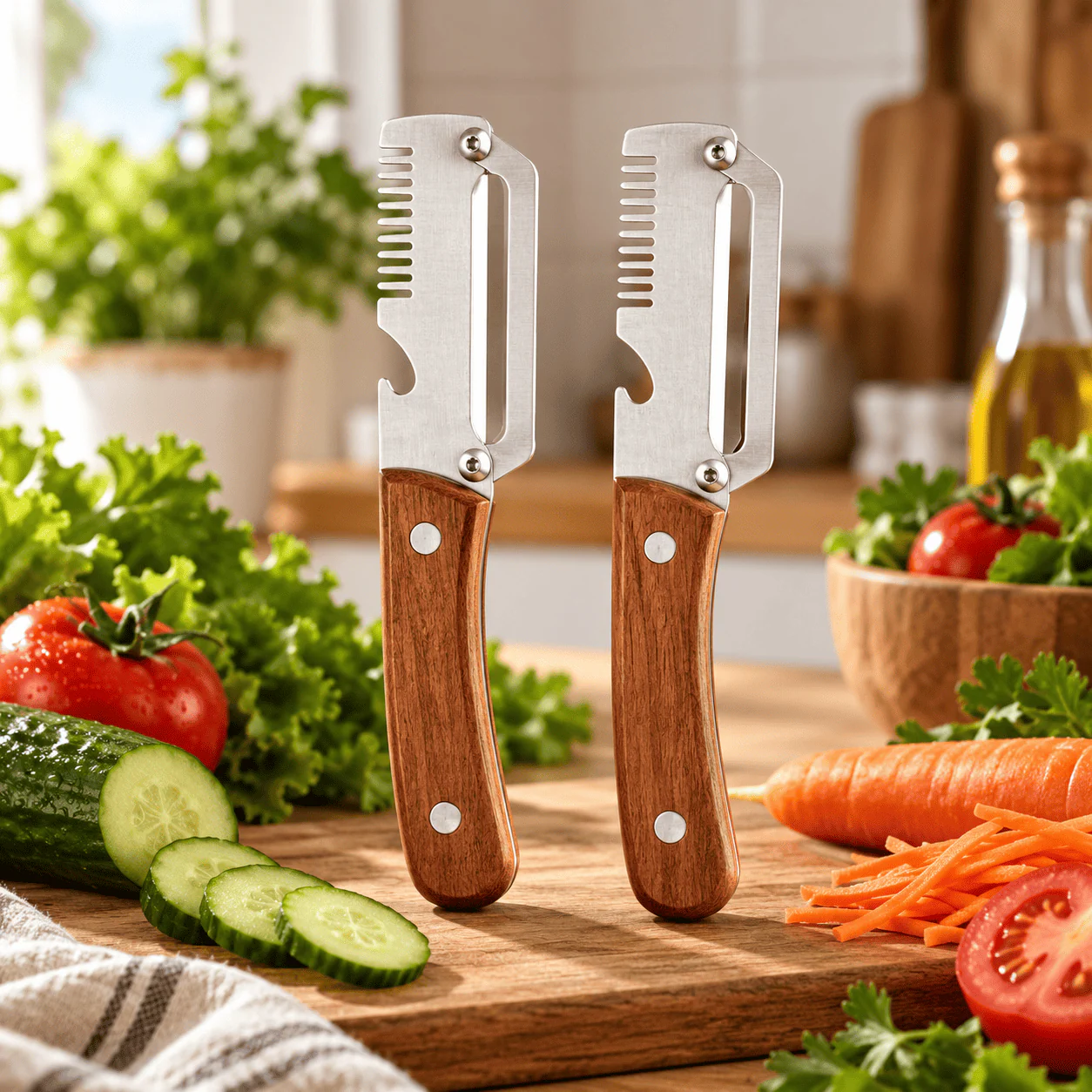 3-in-1 Stainless Steel Vegetable Peeler & Julienne Cutter