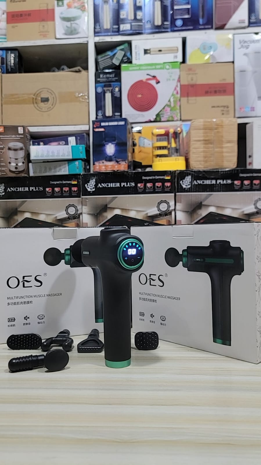 OES Multifunction Rechargeable Massage Gun with 8 Massage Heads