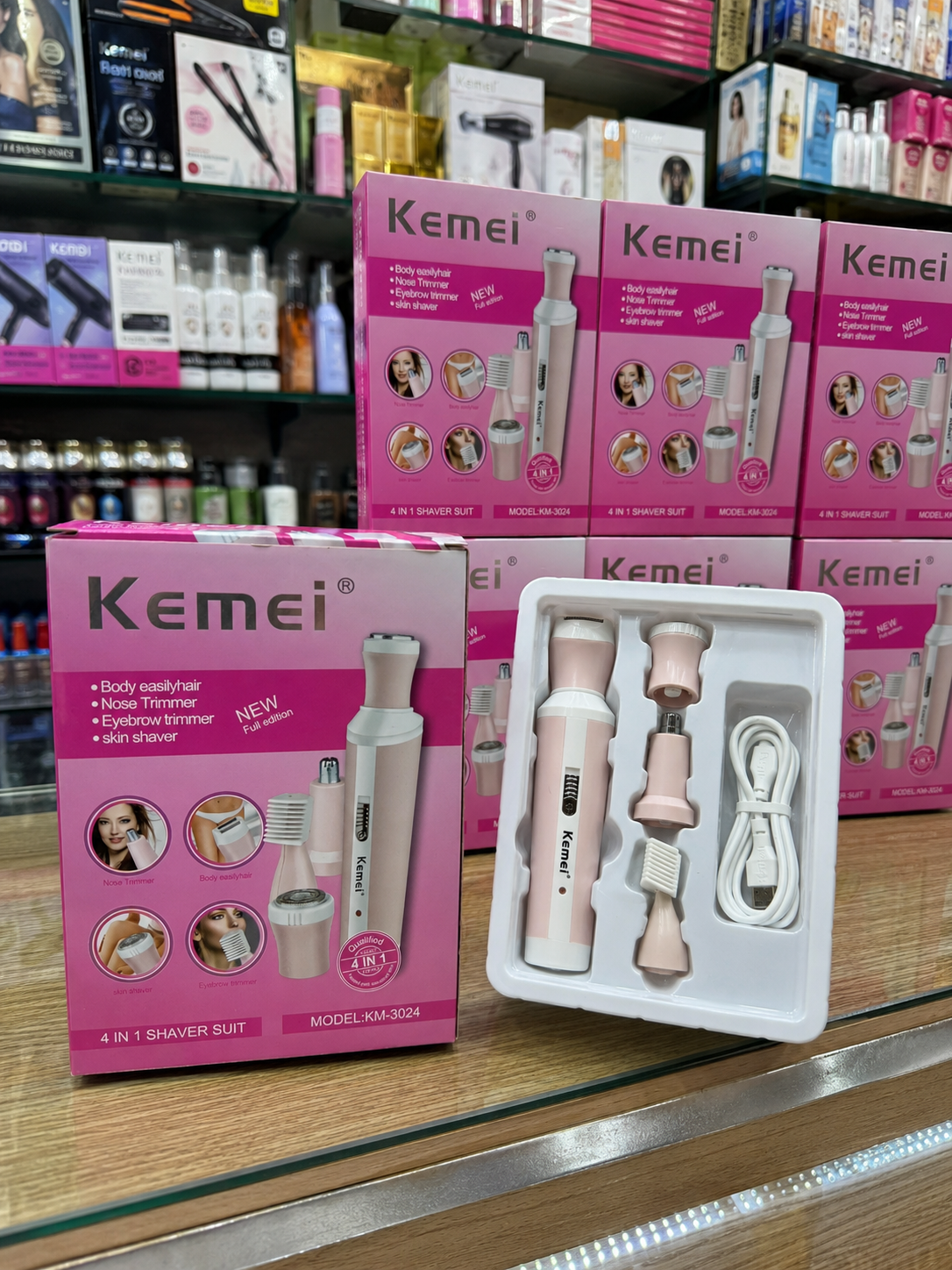 Women’s Shaver & Trimmer Kit 4-in-1 Rechargeable Kemei KM-3024