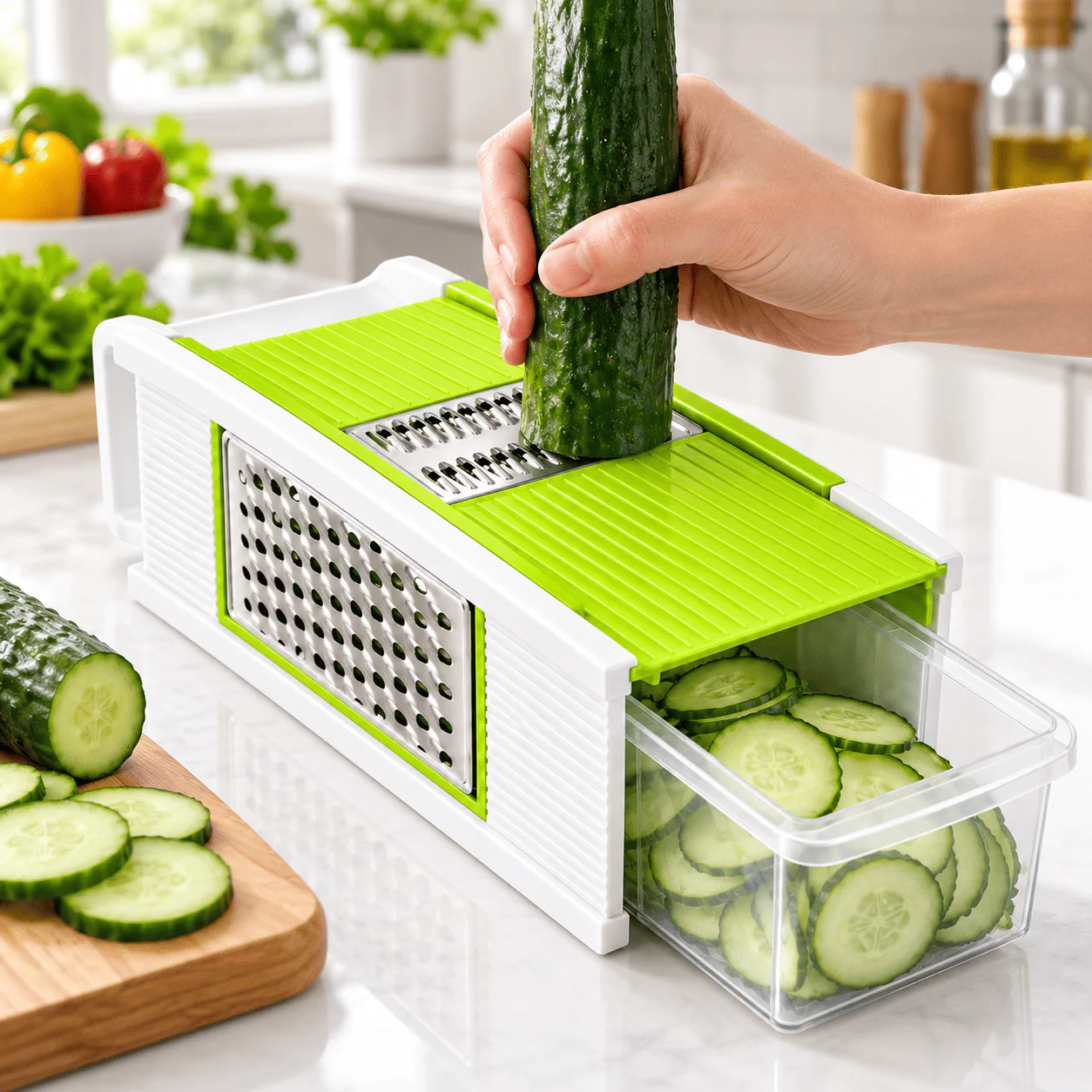 5 in 1 Multifunctional Vegetable Grater & Slicer with Interchangeable Blades