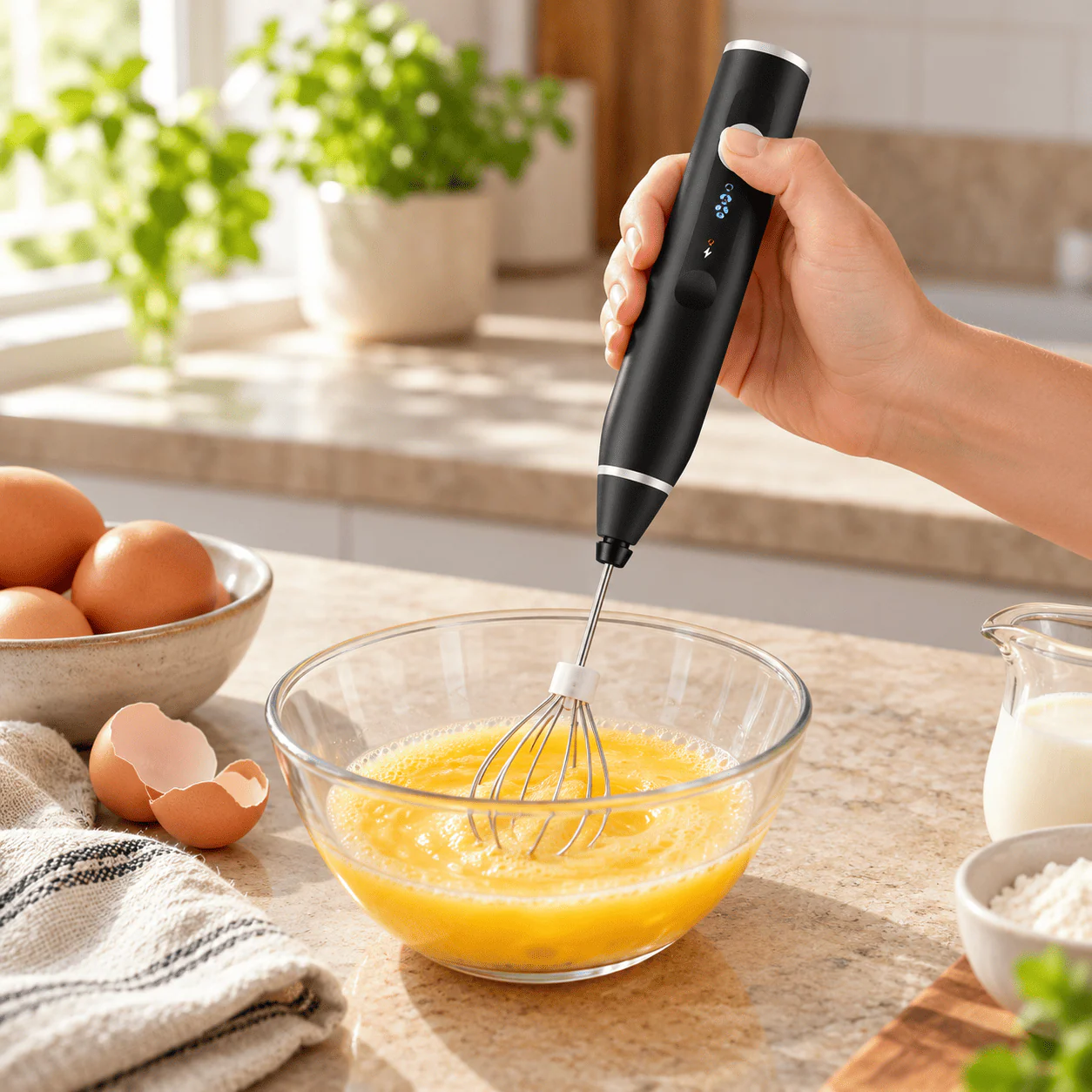 USB Rechargeable Adjustable Speed Coffee Beater & Milk Frother – 2-in-1 Handheld Whisk