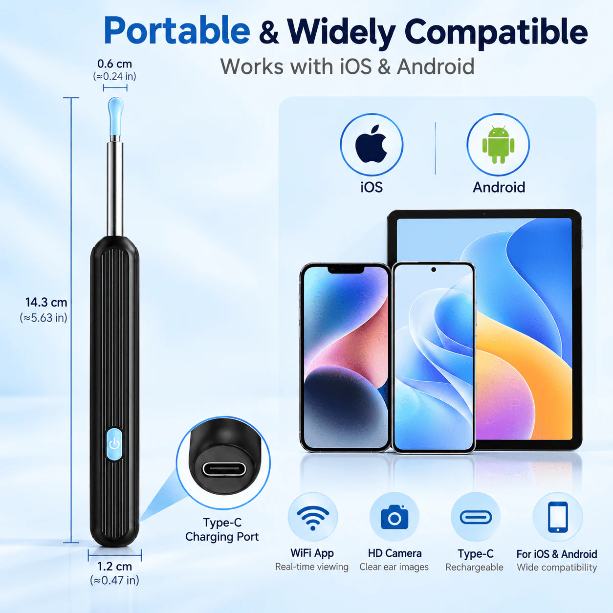 Wireless Visual Ear Cleaner with Camera & Silicone Tips