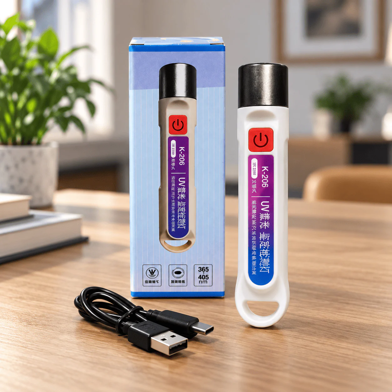K-206 Rechargeable UV Flashlight – 365nm / 405nm Detection Light