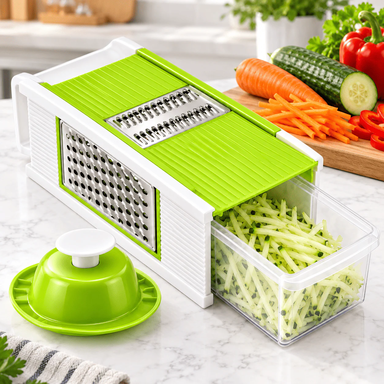 5 in 1 Multifunctional Vegetable Grater & Slicer with Interchangeable Blades