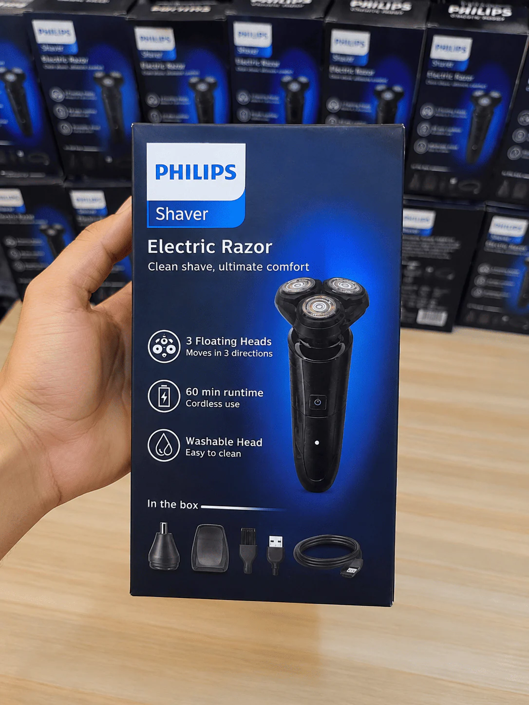Philips 3-Head Rechargeable Electric Shaver & Multi-Grooming Kit