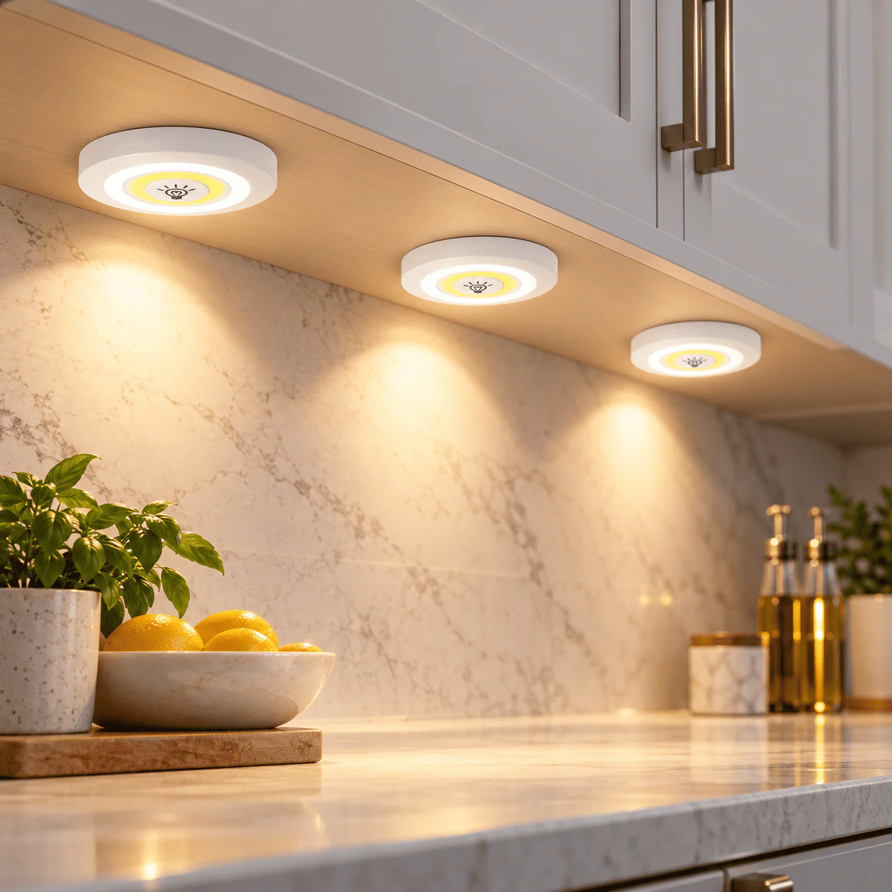 3-Pack Wireless LED Puck Lights with Remote & 30-Min Timer